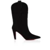 Santiabooty – niskie buty 85 mm – zamsz cielęcy – czarne – damskie
