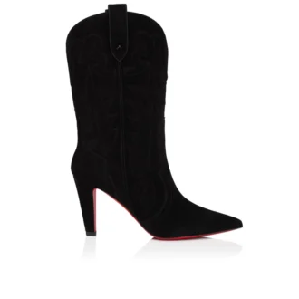 Santiabooty – niskie buty 85 mm – zamsz cielęcy – czarne – damskie Santiabooty – niskie buty 85 mm – zamsz cielęcy – czarne – damskie