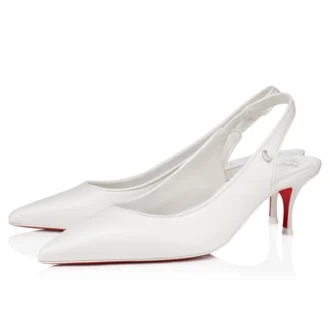 Sporty Kate Sling – czółenka z paskiem z tyłu o wysokości 55 mm – skóra nappa jagnięca – Bianco – damskie