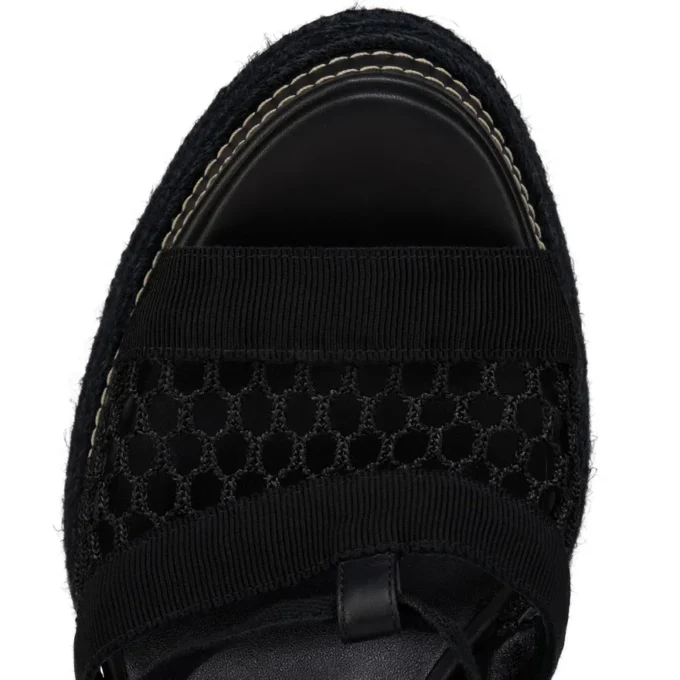 Toledissima – espadryle o wysokości 130 mm – siatka i woskowana skóra cielęca – czarne – damskie Toledissima – espadryle o wysokości 130 mm – siatka i woskowana skóra cielęca – czarne – damskie