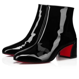 Turela – buty na obcasie 55 mm – lakierowana skóra cielęca – czarne – damskie